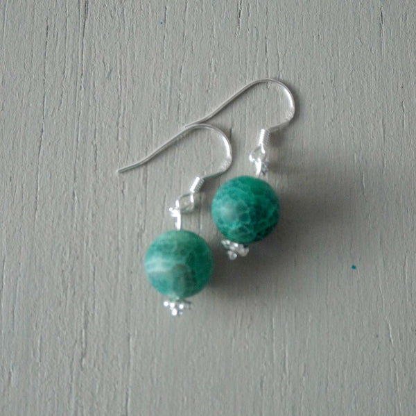 Green crackle agate earrings