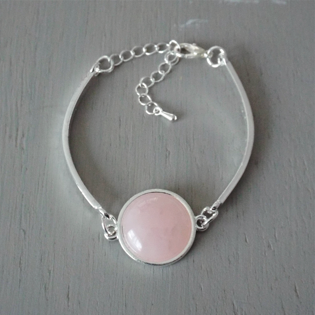 18mm rose quartz gemstone adjustable bracelet