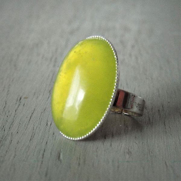 18x13mm green aventurine gemstone adjustable ring
