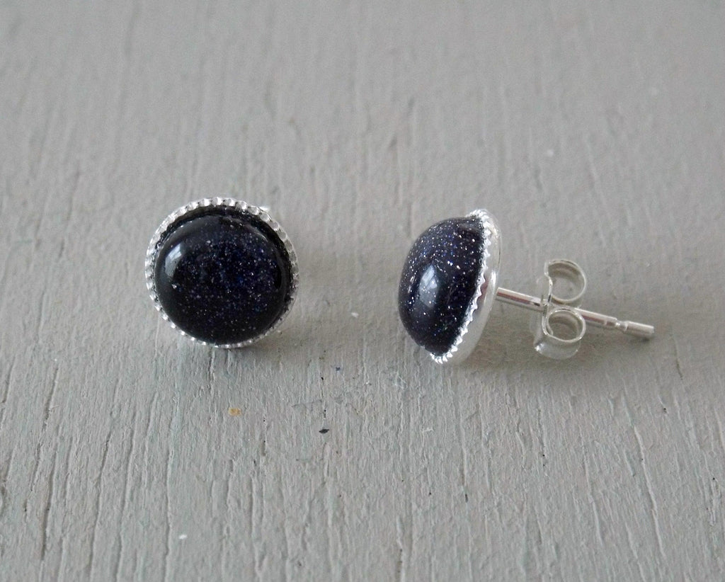 Earrings with 8mm blue goldstone stg silver studs