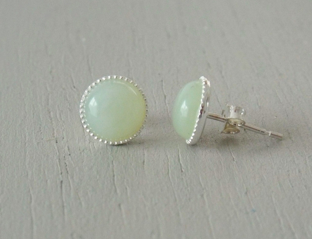 Earrings with 8mm jade stg silver studs