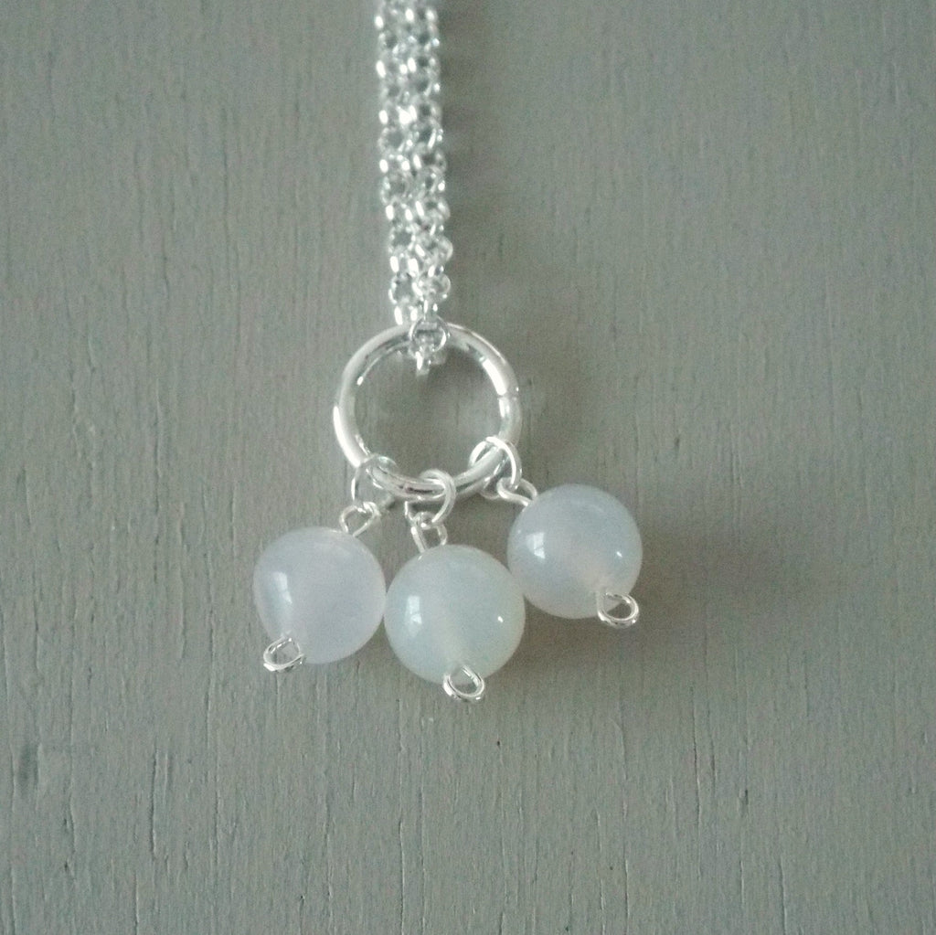 White agate gemstone pendant